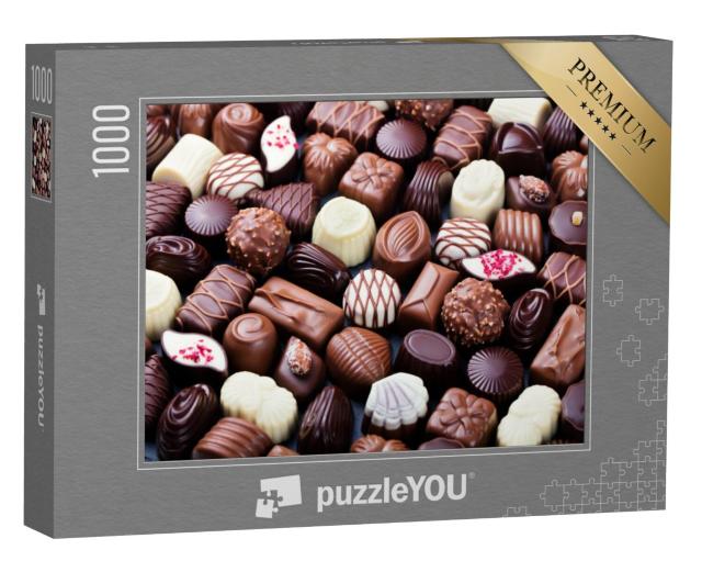 Puzzel 1000 stukjes „Een selectie van chocoladepralines, heerlijk en zelfgemaakt“