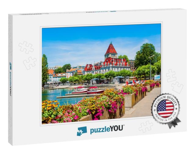 Geneva Lake Promenade Near the Chateau Ouchy Castle, an O... Jigsaw Puzzle