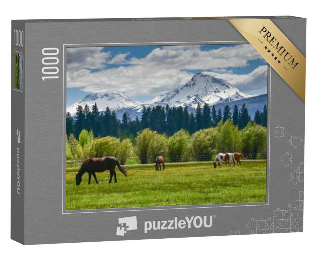 Puzzel 1000 stukjes „Paarden in de Cascade Mountain Range, Oregon, VS“