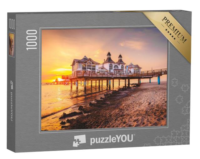 Puzzel 1000 stukjes „Zonsopgang bij de pier van Sellin vanaf Rügen, Oostzee, Duitsland“