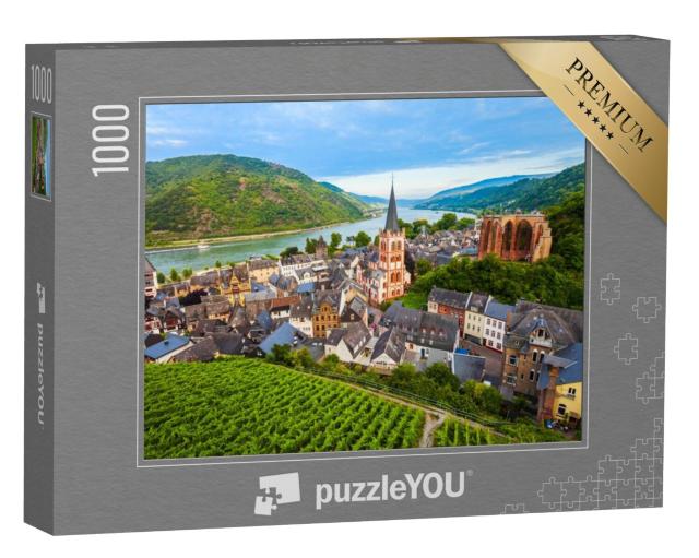 Puzzel 1000 stukjes „Bacharach: een panoramisch uitzicht vanuit de lucht, Rijnland-Palts, Duitsland“