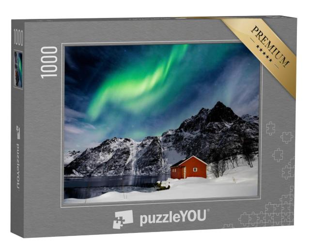 Puzzel 1000 stukjes „Lofoten Eilanden: Noorderlicht boven een bergmeer“