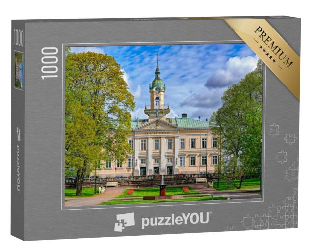 Puzzel 1000 stukjes „Raatihuoneenpuisto, het stadhuispark van Pori, Finland“