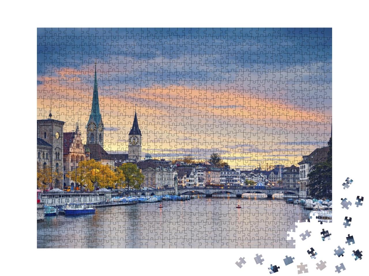Puzzle 1000 Teile „Zürich am Abend“
