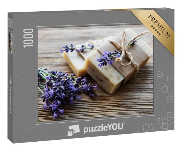 Puzzle 1000 Teile „Handgemachte Seifenstücke mit Lavendelblüten“