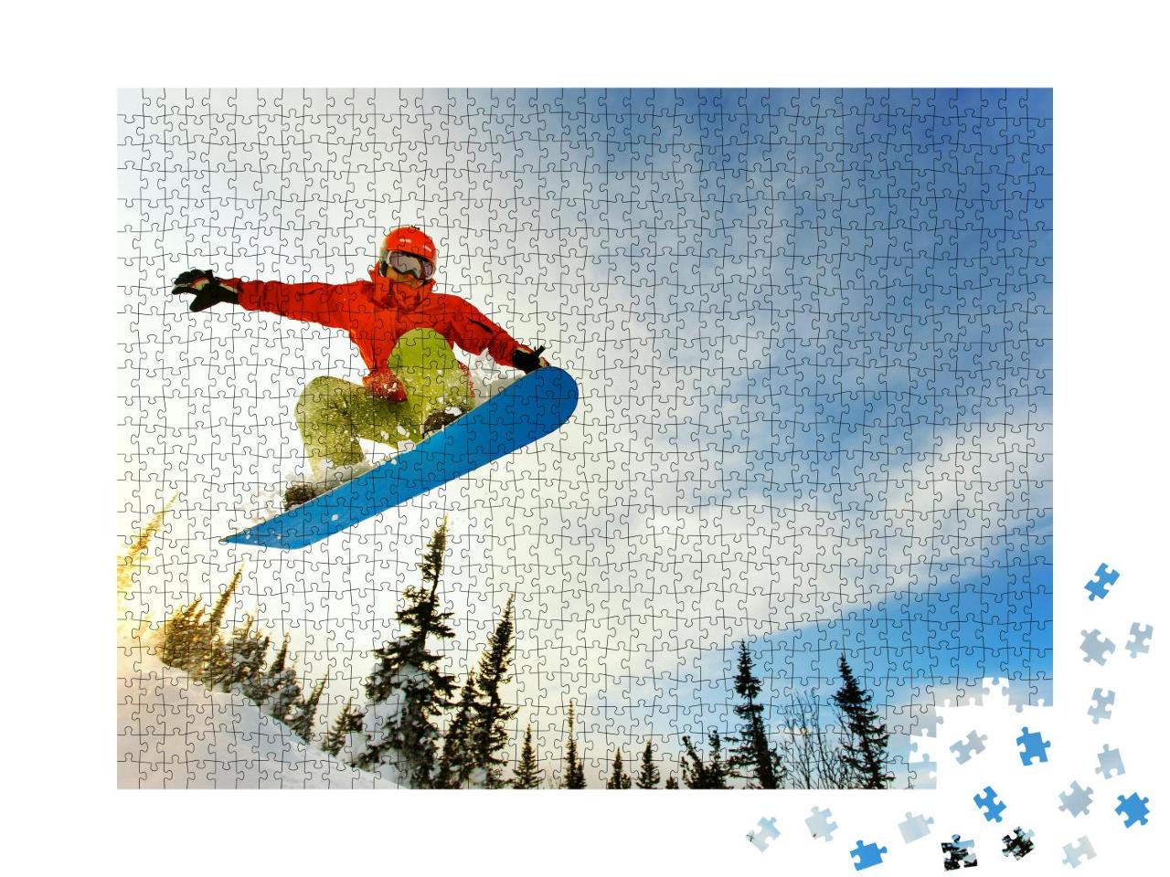 Puzzle 1000 Teile „Snowboarder beim Sprung“
