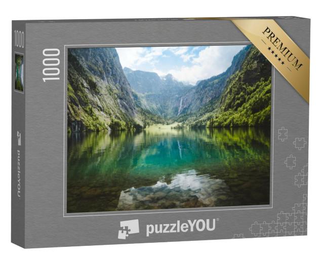 Puzzel 1000 stukjes „Panoramisch uitzicht op het idyllische Obersee meer, Beierse Alpen, Duitsland“