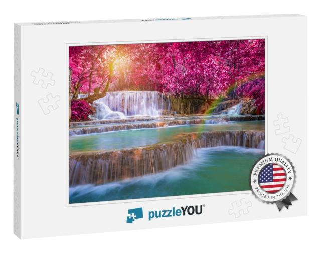 Waterfall in Rain Forest Tat Kuang Si Waterfalls At Luang... Jigsaw Puzzle