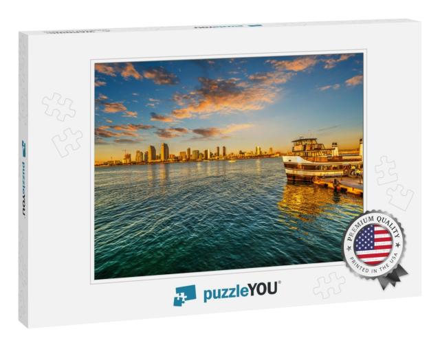 Ferry Boat in San Diego At Sunset, California... Jigsaw Puzzle