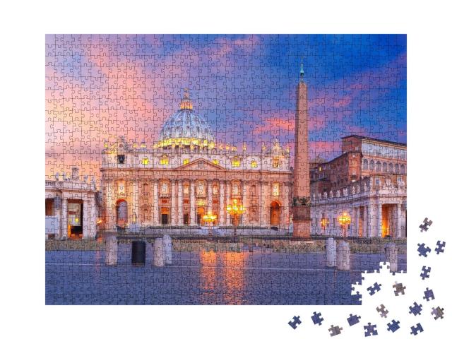 Puzzle 1000 Teile „Sonnenaufgang über der Vatikanstadt in Rom“