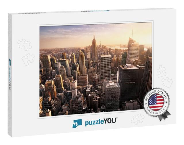 New York City Skyline with Urban Skyscrapers At Sunset, U... Jigsaw Puzzle