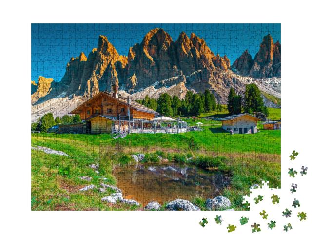 Puzzle 1000 Teile „Atemberaubende Geisler Berggruppe, Dolomiten, Italien“