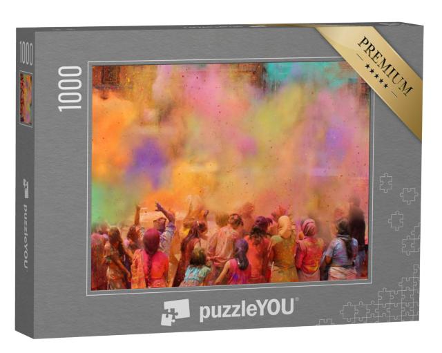 Puzzel 1000 stukjes „Kleurrijk Holi festival: een uitbarsting van kleur in Nepal of India“