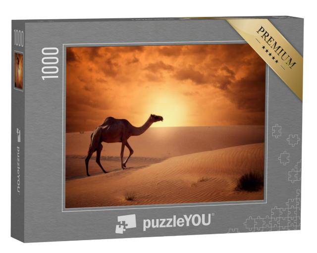 Puzzel 1000 stukjes „Kameel doorkruist de woestijn bij zonsopgang“