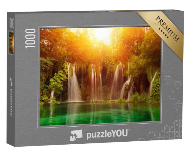 Puzzel 1000 stukjes „Watervallen in Nationaal Park Plitvice Meren, Kroatië“