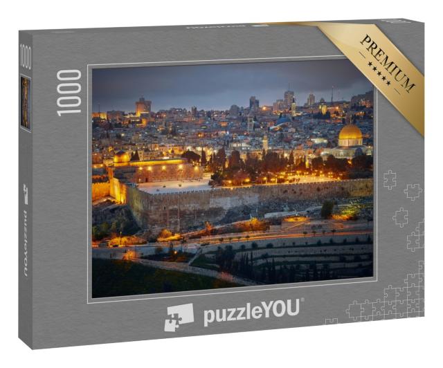 Puzzle 1000 Teile „Abendlicher Blick auf die Altstadt von Jerusalem. Israel“