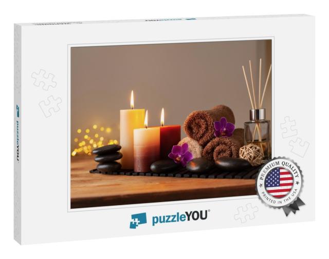 Spa, Beauty Treatment & Wellness Background with Massage... Jigsaw Puzzle