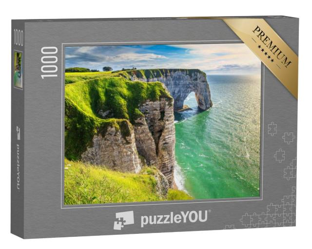 Puzzel 1000 stukjes „Kliffen van Etretat aan de kust, Normandië, Frankrijk“