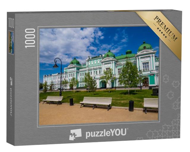 Puzzel 1000 stukjes „Uitzicht op het Omsk Dramatheater, Rusland“