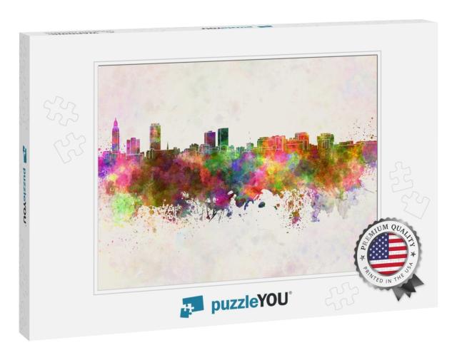 Baton Rouge Skyline in Watercolor Background... Jigsaw Puzzle