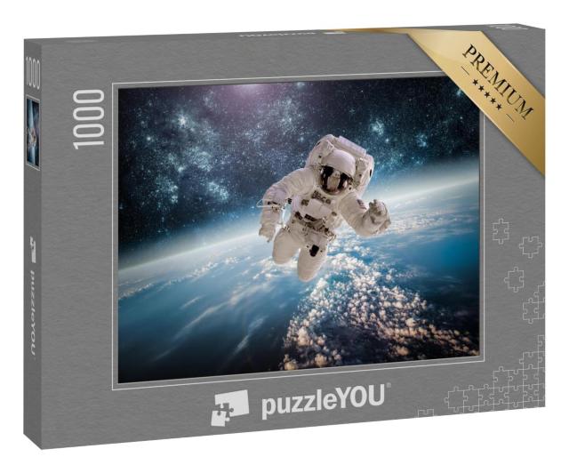 Puzzle 1000 Teile „Astronaut im Weltraum, im Hintergrund die Erde“
