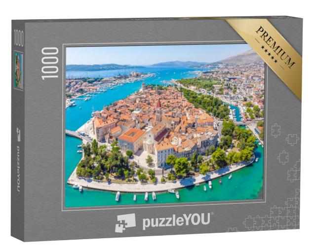 Puzzel 1000 stukjes „Zomerse luchtfoto van Trogir, Kroatië“