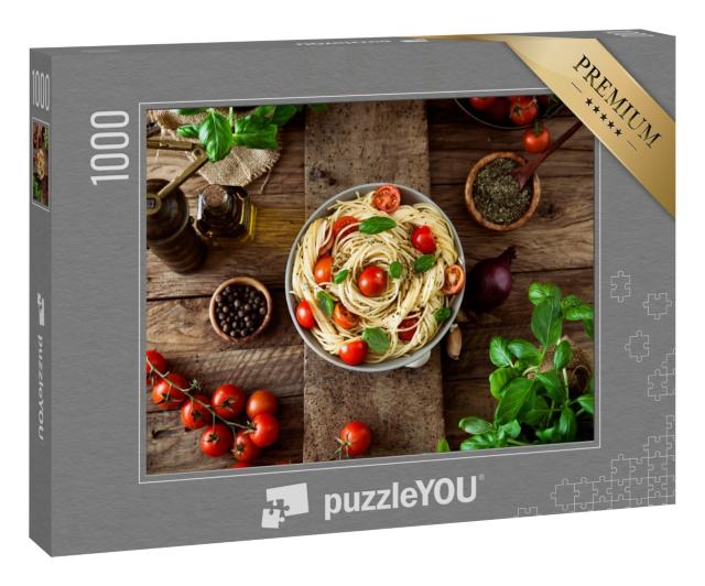 Puzzle 1000 Teile „Italienische Küche: Frische Pasta mit Olivenöl und Knoblauch“