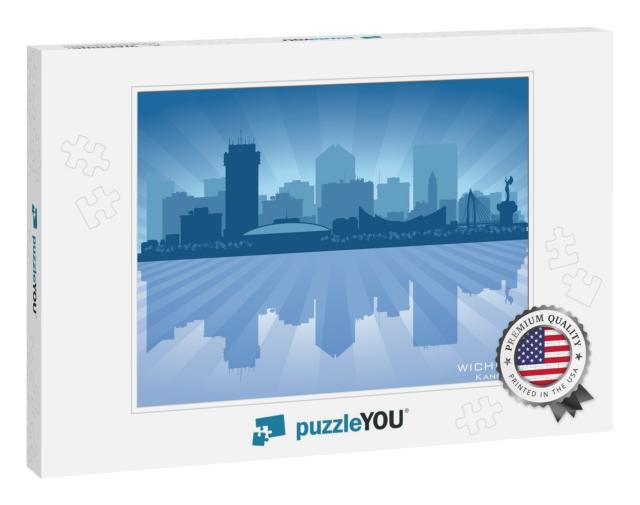 Wichita Kansas City Skyline Vector Silhouette Illustratio... Jigsaw Puzzle