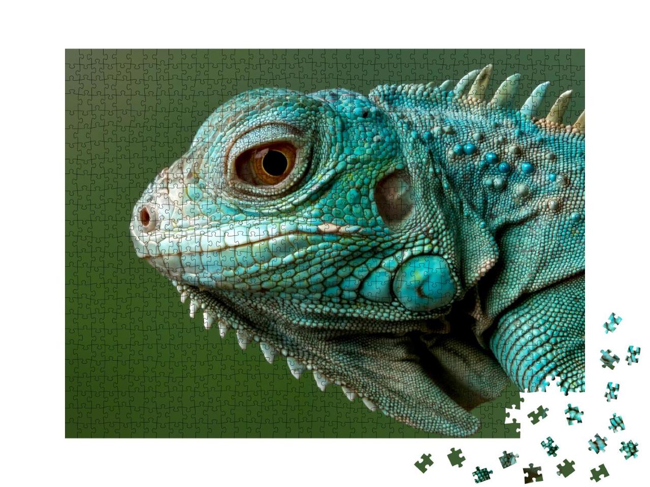 Puzzle 1000 Teile „Blauer Leguan: Nahaufnahme“