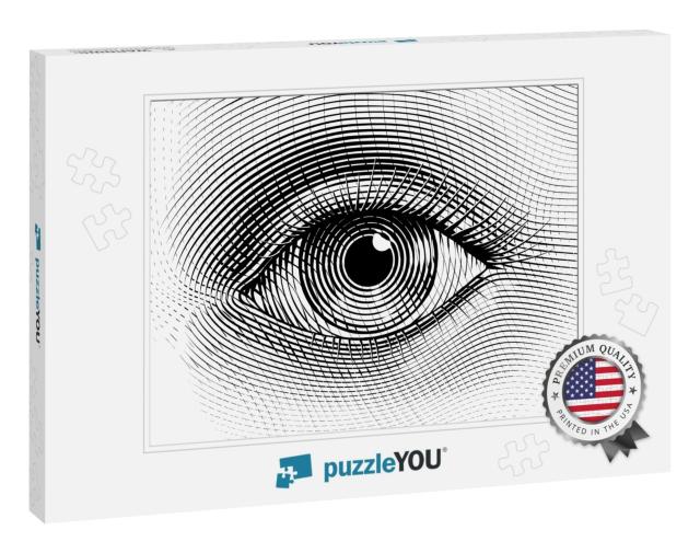 Vector Human Eye in Engraved Style. Eps8. Cmyk. Organized... Jigsaw Puzzle