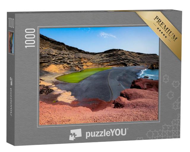 Puzzel 1000 stukjes „Charco de Los Clicos groen meer in El Golfo, Lanzarote“