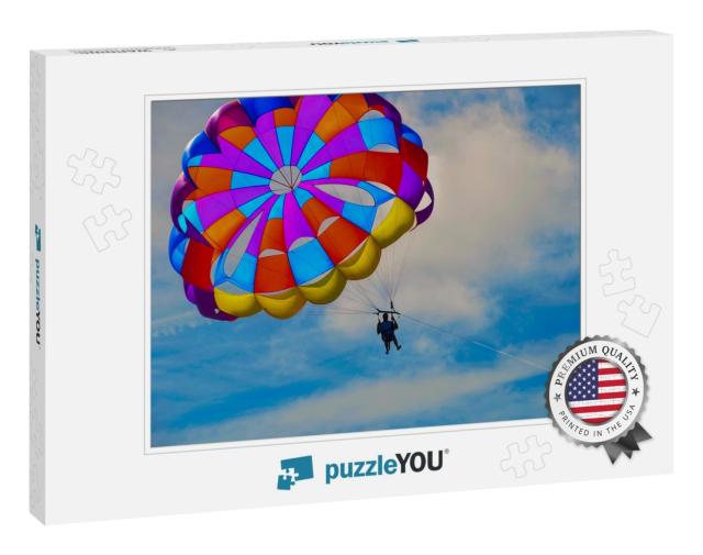 Close Up Picture of a Person in the Sky with Colorful Par... Jigsaw Puzzle