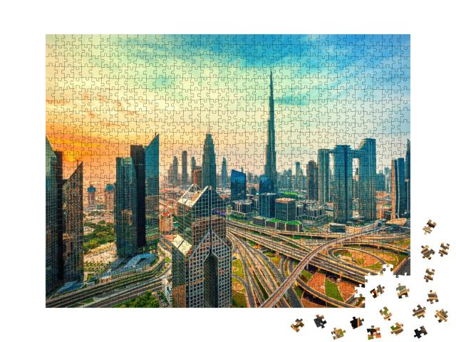 Puzzle 1000 Teile „Dubais Stadtzentrum mit Wolkenkratzern“