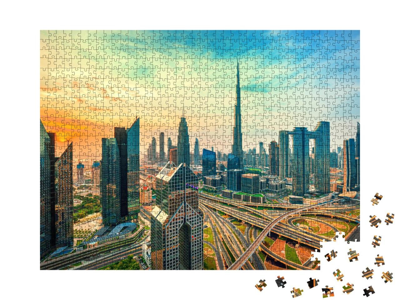 Puzzle 1000 Teile „Dubais Stadtzentrum mit Wolkenkratzern“