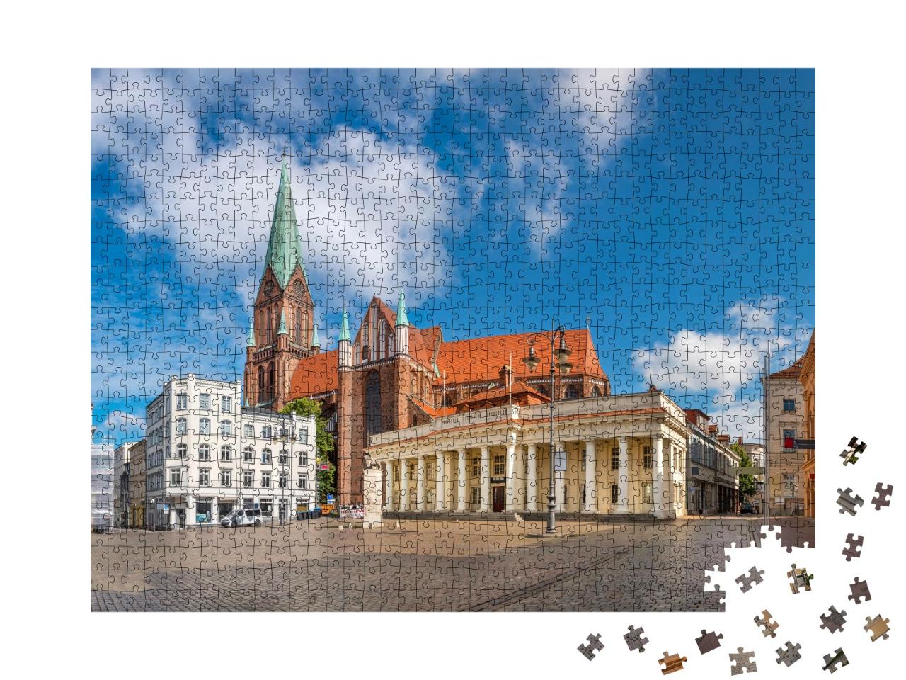 Puzzle 1000 Teile „Marktplatz und Dom von Schwerin, Deutschland“