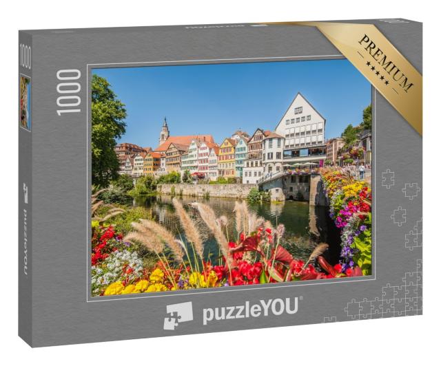 Puzzle 1000 Teile „Altstadt von Tübingen am Neckarufer, Deutschland“