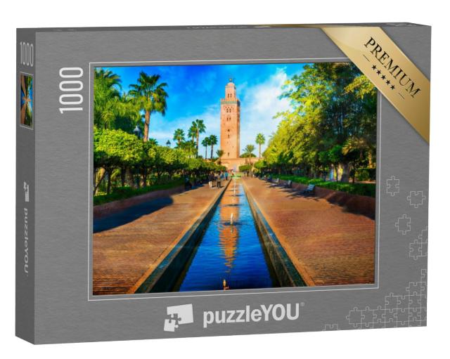 Puzzel 1000 stukjes „Minaret in de wijk Medina in Marrakech, Marokko“