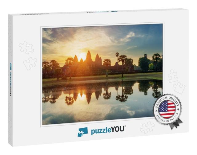 Towers of Ancient Temple Complex Angkor Wat At Sunrise. S... Jigsaw Puzzle