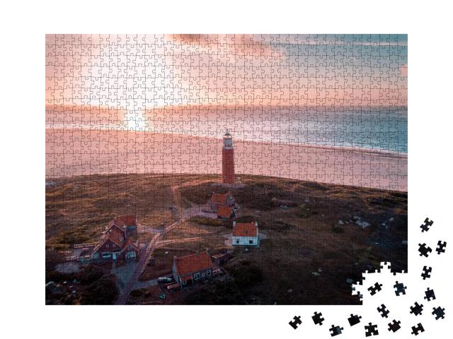 Puzzle 1000 Teile „Texel: Luftaufnahme von einem Leuchtturm, Niederlande“