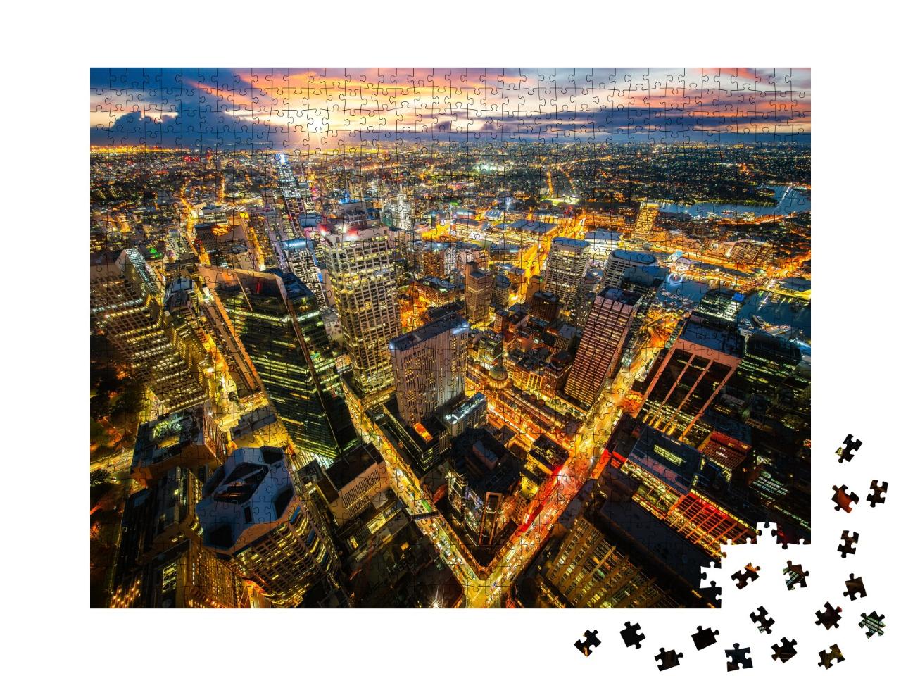 Puzzle 1000 Teile „Stadtbild von Sydney im Sonnenuntergang“