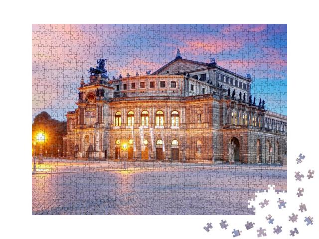 Puzzle 1000 Teile „Zartes Morgenrot über der Semperoper in Dresden“