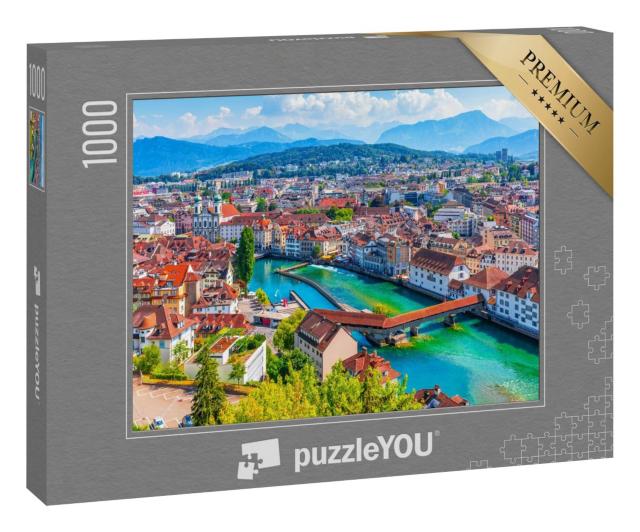 Puzzle 1000 Teile „Luzern an der Rheuss, die dem Vierwaldstattersee entspringt, Schweiz“