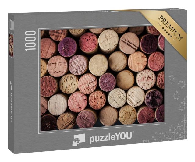 Puzzle 1000 Teile „Weinkorken in verschiedenen Farben, horizontaler Hintergrund“