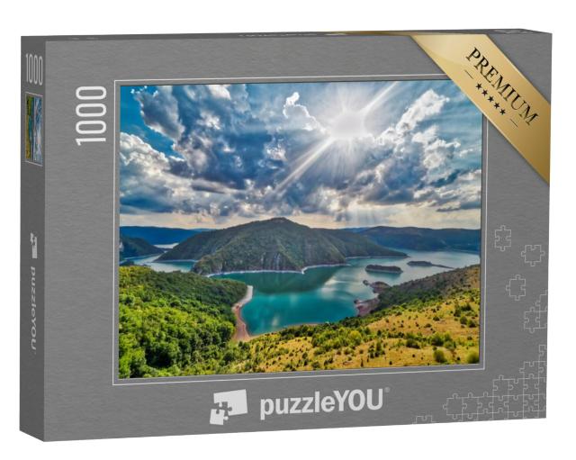 Puzzel 1000 stukjes „Uitzichtpunt op het meer van Uvac, Zlatar, Servië“