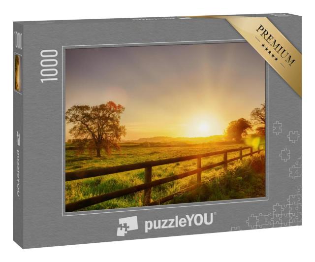 Puzzle 1000 Teile „Wunderschöner Sonnenaufgang über der ländlichen Landschaft in Norfolk“