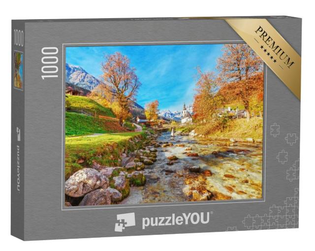 Puzzel 1000 stukjes „Herfstlandschap van het Nationaal Park Ramsau, Opper-Beieren, Duitsland“