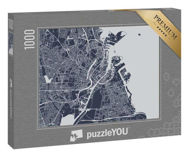 Puzzle 1000 Teile „Vektor-Karte der Stadt Kopenhagen, Dänemark“