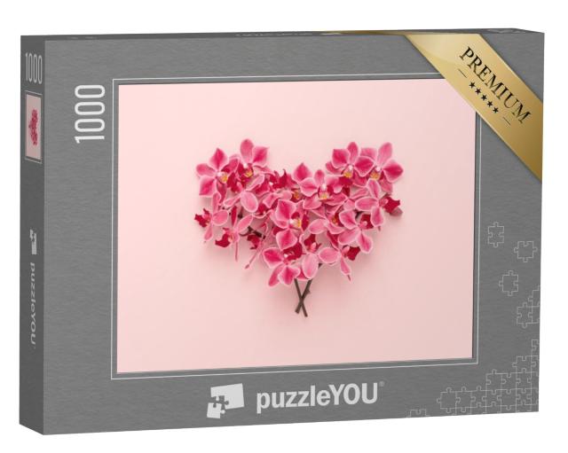 Puzzel 1000 stukjes „Een hart van orchideeën“