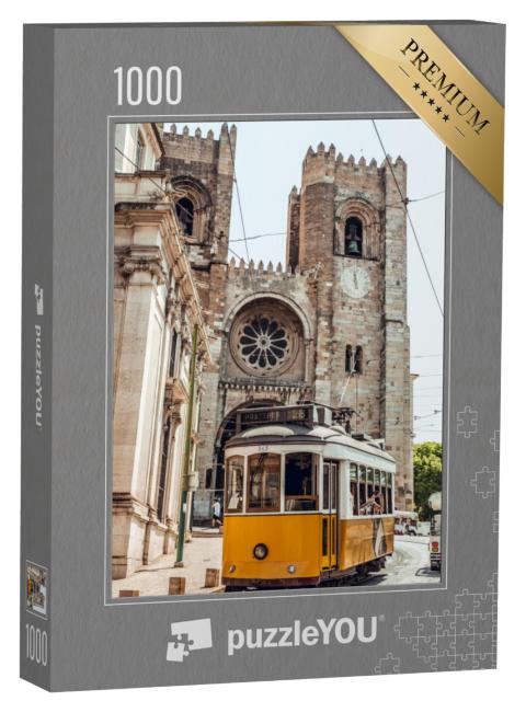 Puzzel 1000 stukjes „Gele tram in de stad Lissabon, Portugal“