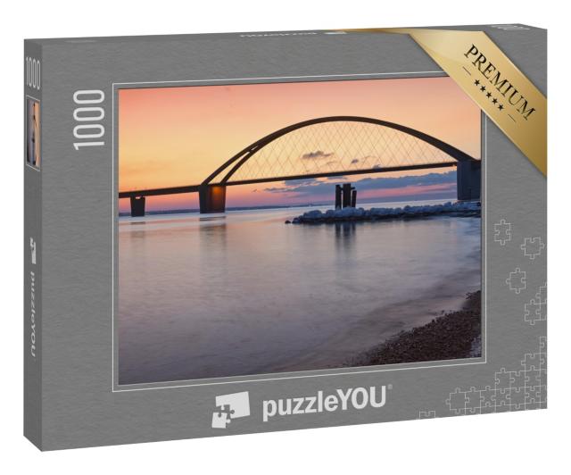 Puzzle 1000 Teile „Fehmarnsundbrücke im schönen Sonnenuntergang“